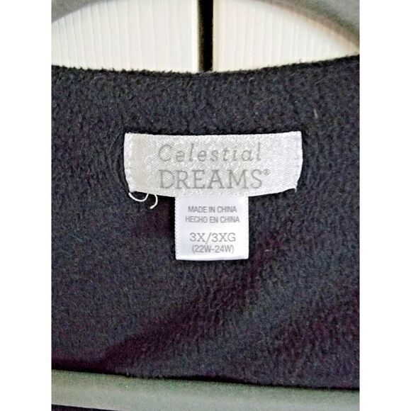 Celestial Dreams 3X Long Sleeve Fleece Long Night Gown ( 22-24w) Black/White - Picture 5 of 5